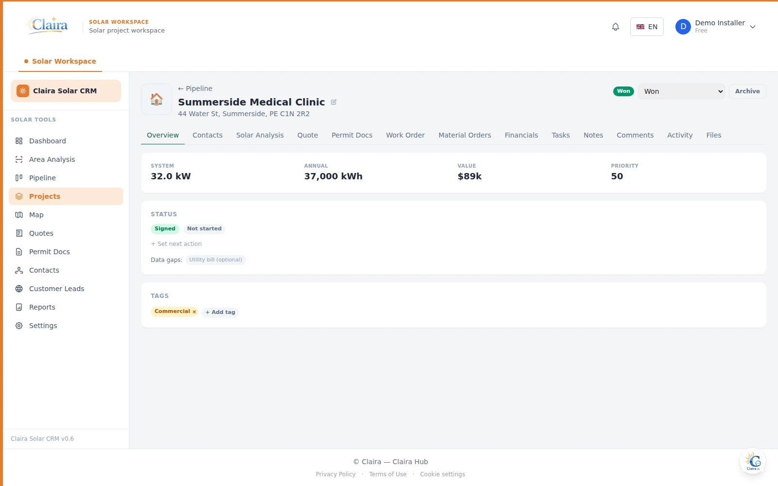 Solar CRM project record